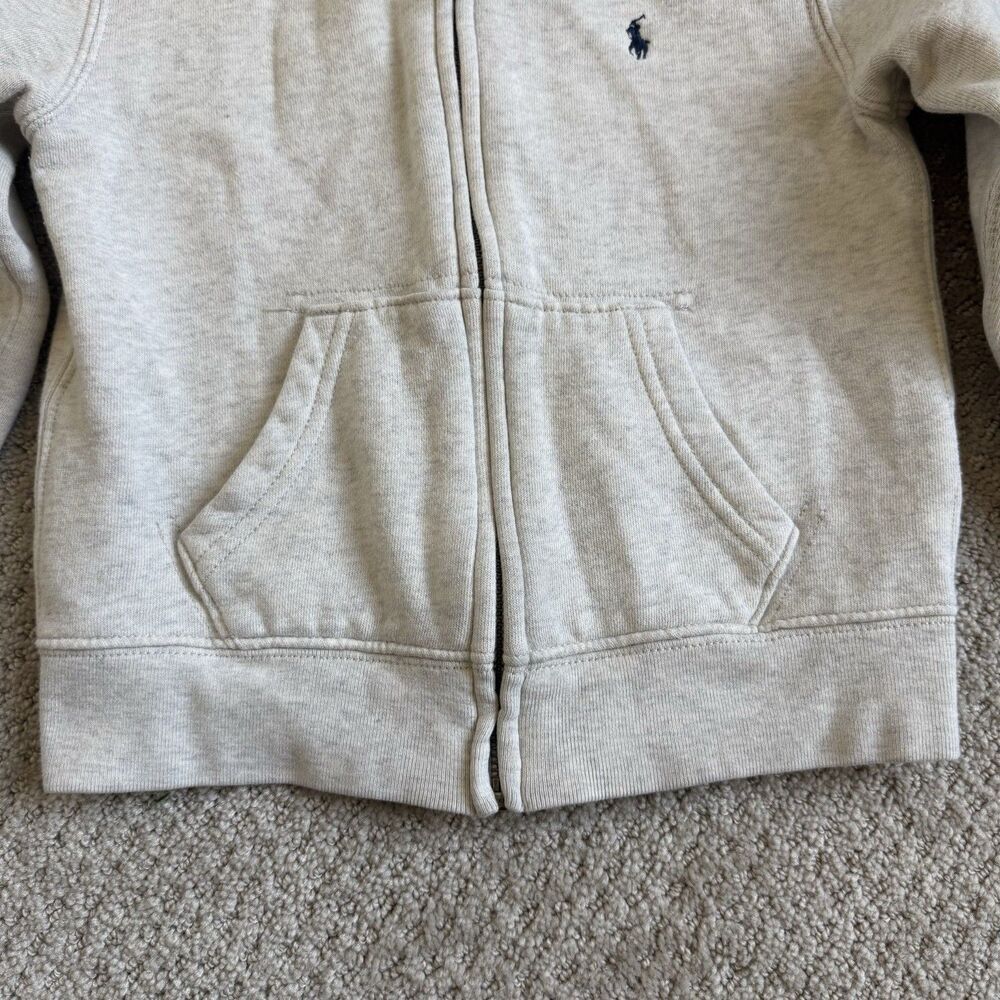 Polo Ralph Lauren Gray Fleece Full Zip Hoodie Unisex Kids Size 5 Quiet Luxury - Picture 3 of 10